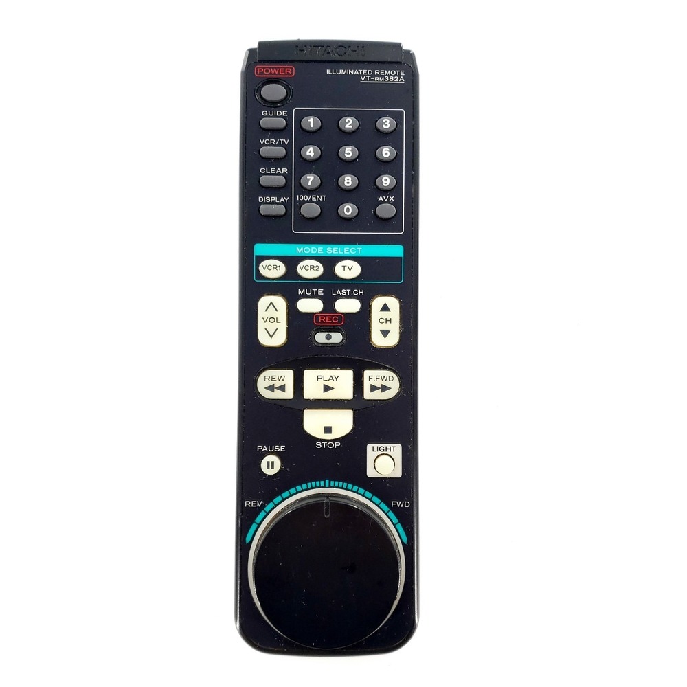 Genuine Hitachi VT-RM382A TV/VCR Player Illuminated Remote Control OEM Tested